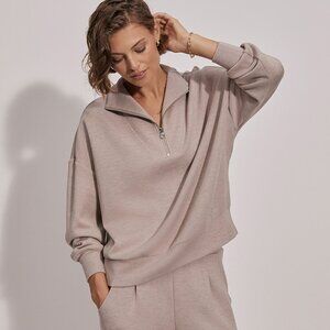 Varley Hawley Half-Zip Sweat TAUPE MARL NWT! NEVER WORN! MSRP$148